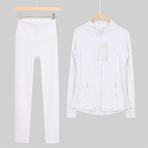 Women's Zip Up Jacket High Waist Leggings 2 Piece Yoga Set - Image 14