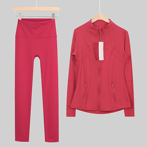 Women's Zip Up Jacket High Waist Leggings 2 Piece Yoga Set - Image 3