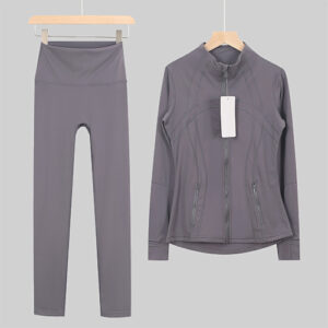 Women's Zip Up Jacket High Waist Leggings 2 Piece Yoga Set