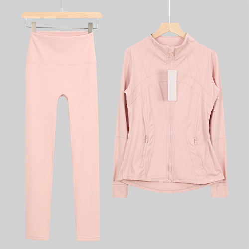 Women's Zip Up Jacket High Waist Leggings 2 Piece Yoga Set - Image 5