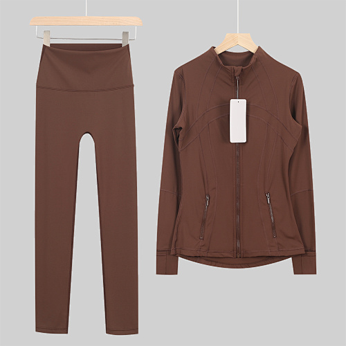 Women's Zip Up Jacket High Waist Leggings 2 Piece Yoga Set - Image 2