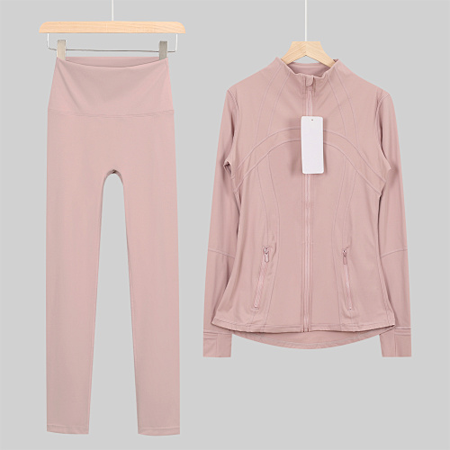 Women's Zip Up Jacket High Waist Leggings 2 Piece Yoga Set - Image 3