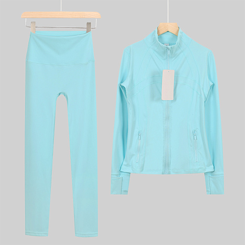 Women's Zip Up Jacket High Waist Leggings 2 Piece Yoga Set - Image 12