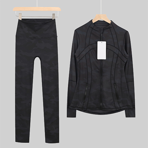 Women's Zip Up Jacket High Waist Leggings 2 Piece Yoga Set - Image 5