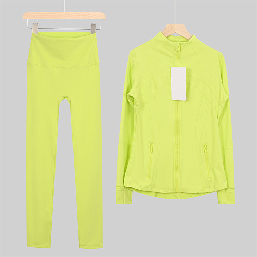 Women's Zip Up Jacket High Waist Leggings 2 Piece Yoga Set - Image 2