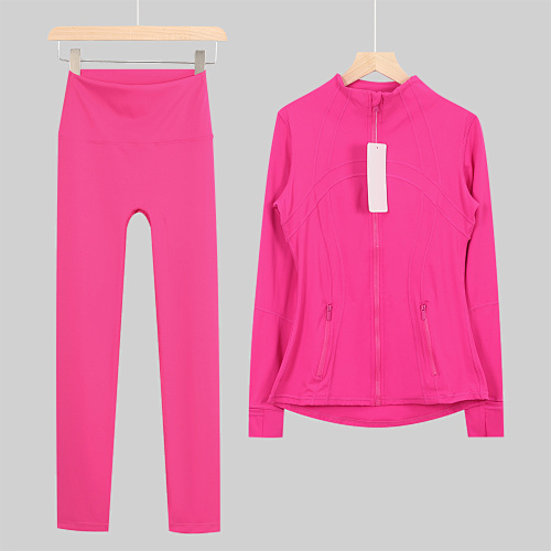 Women's Zip Up Jacket High Waist Leggings 2 Piece Yoga Set - Image 4