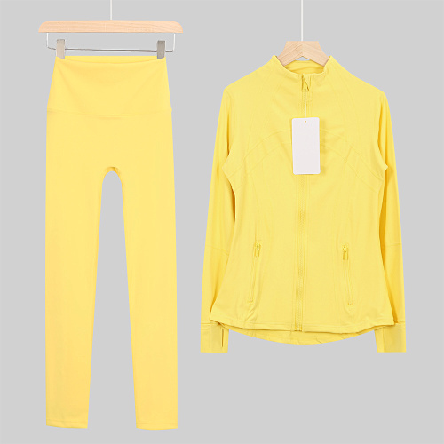Women's Zip Up Jacket High Waist Leggings 2 Piece Yoga Set