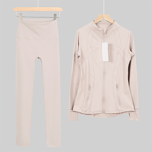 Women's Zip Up Jacket High Waist Leggings 2 Piece Yoga Set - Image 4