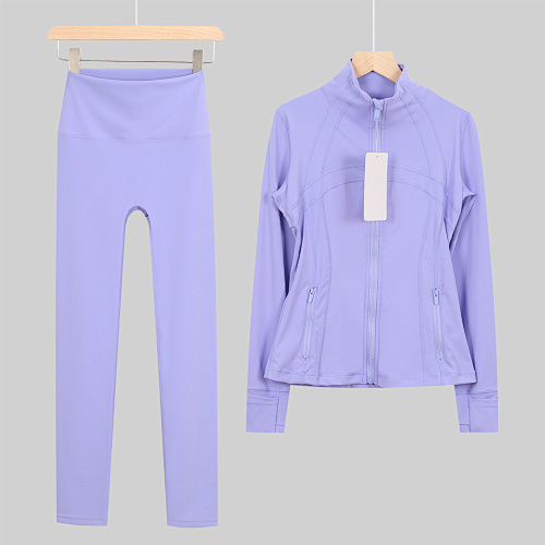 Women's Zip Up Jacket High Waist Leggings 2 Piece Yoga Set - Image 14