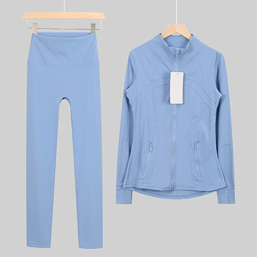 Women's Zip Up Jacket High Waist Leggings 2 Piece Yoga Set - Image 13