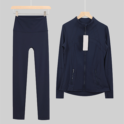 Women's Zip Up Jacket High Waist Leggings 2 Piece Yoga Set - Image 6
