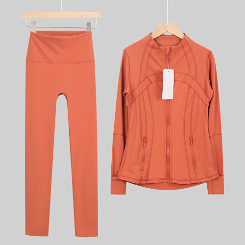 Women's Zip Up Jacket High Waist Leggings 2 Piece Yoga Set - Image 7