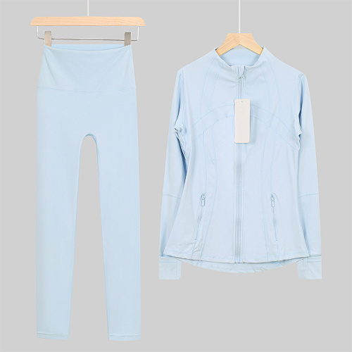 Women's Zip Up Jacket High Waist Leggings 2 Piece Yoga Set - Image 15