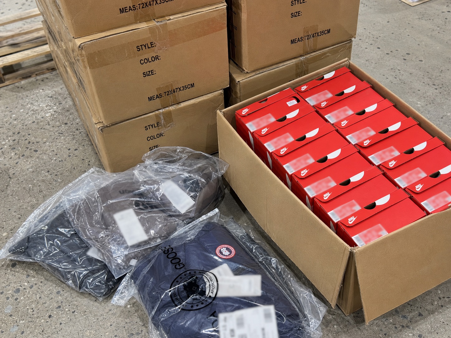 Mixed footwear and outerwear stock ready for reseller orders