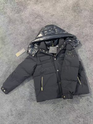 Moose Knuckles Contrast Glossy Hood Utility Down Jacket