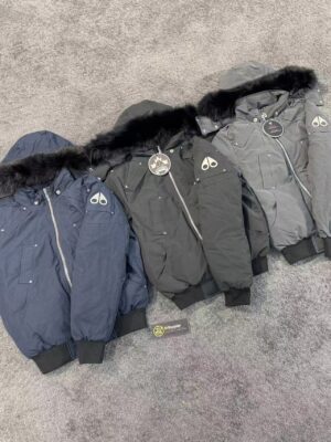 Moose Knuckles Fur Hood Short Puffer Down Jacket
