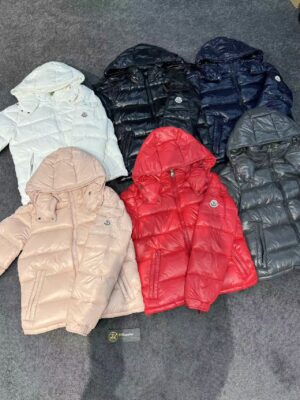 Moncler Shiny Hooded Puffer Down Jacket