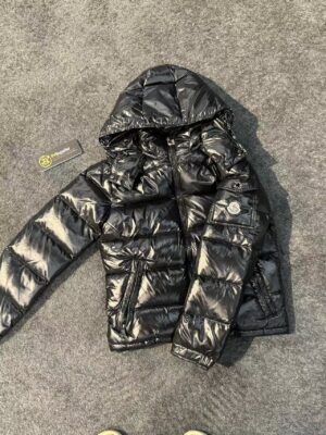 Moncler Shiny Hooded Puffer Down Jacket - Black, 2